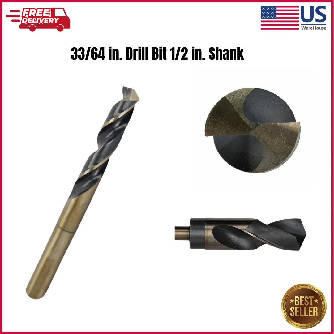 33/64 in. Drill Bit with 1/2 in. 3-Flat Shank for Metal Wood Plastic