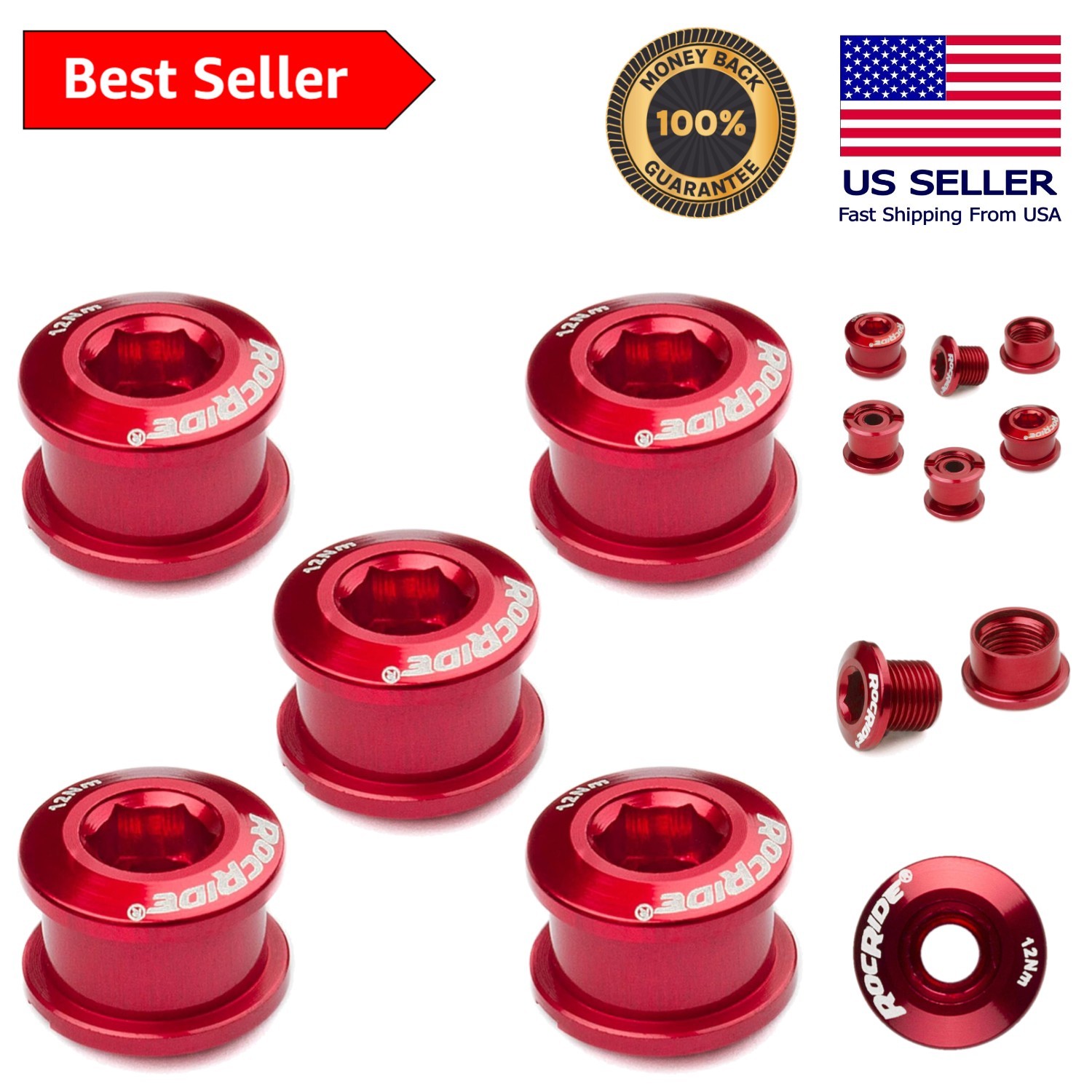 Versatile 5-Piece Chainring Bolt Set in Aluminum & Steel - Strong & Stylish