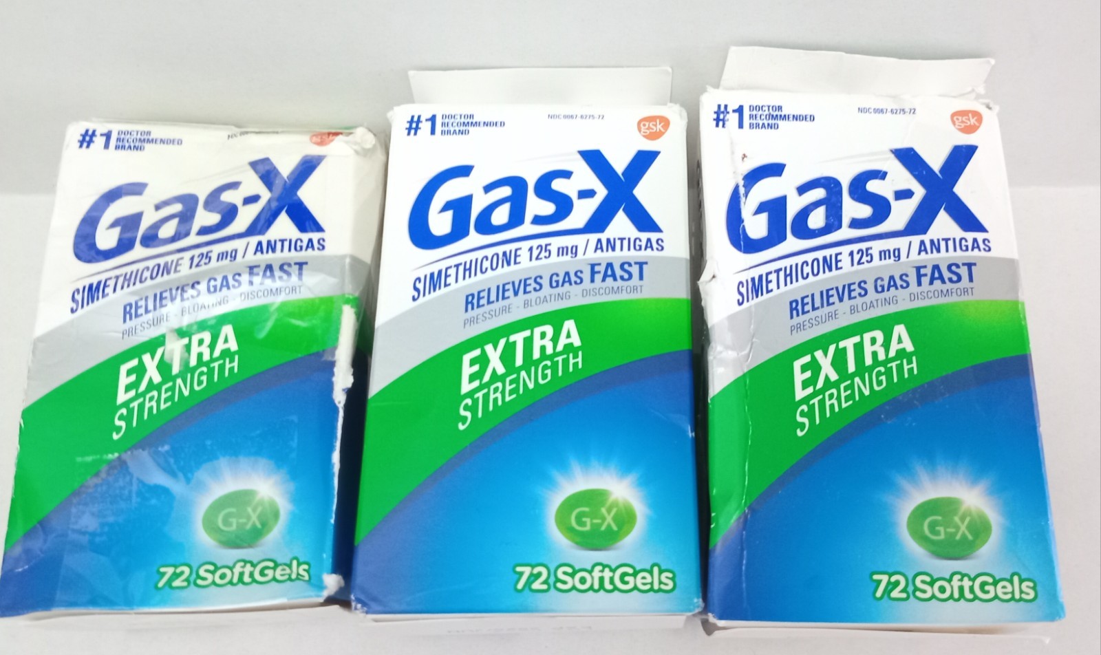 3x Gas-X Extra Strength Simethicone 125 mg 72 Softgels Flatulence EXP 6/26