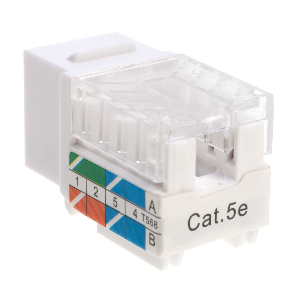 50 pack Cat5e 45° Angled Keystone Jack Network 110 Punchdown 8P8C Cat White