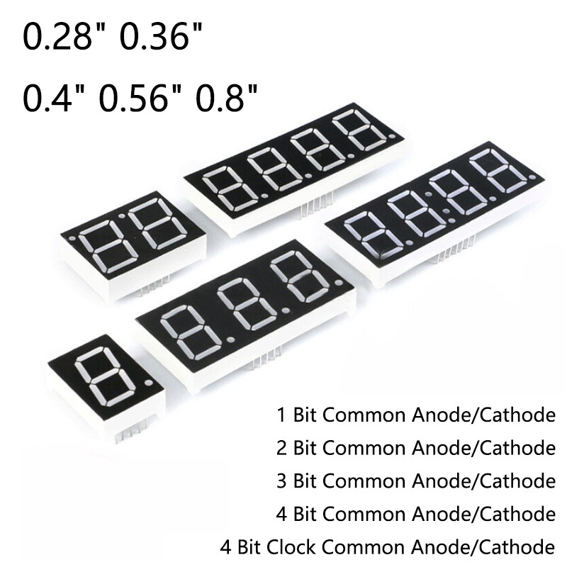 0.28/0.36/0.4/0.56/0.8" Red led Display 7 Segment Common Cathode/Anode 1-4 Digit