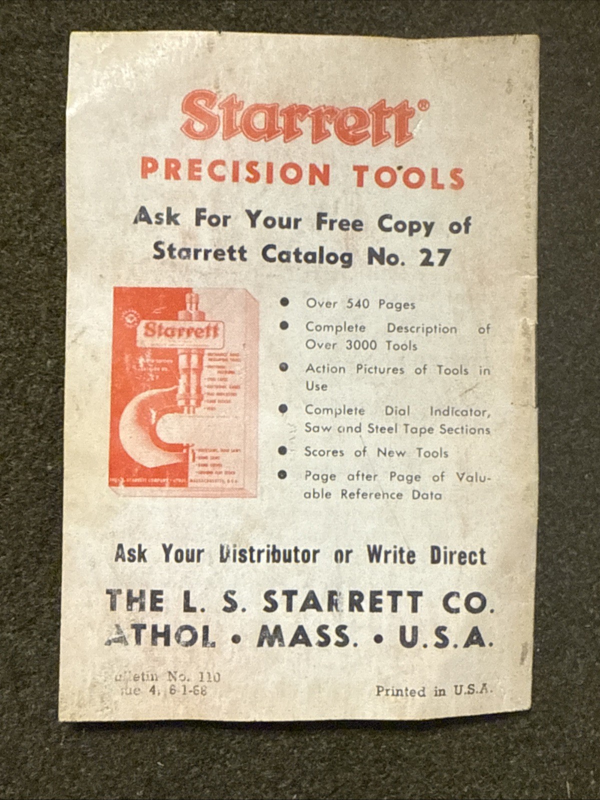 Vintage Starrett Micrometer Machinist Tool Mini Catalog 🇺🇸