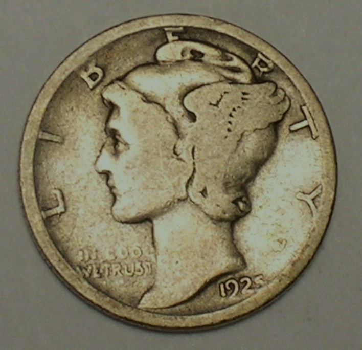 1925 D Mercury Silver Dime circulated Good G to Very Good VG