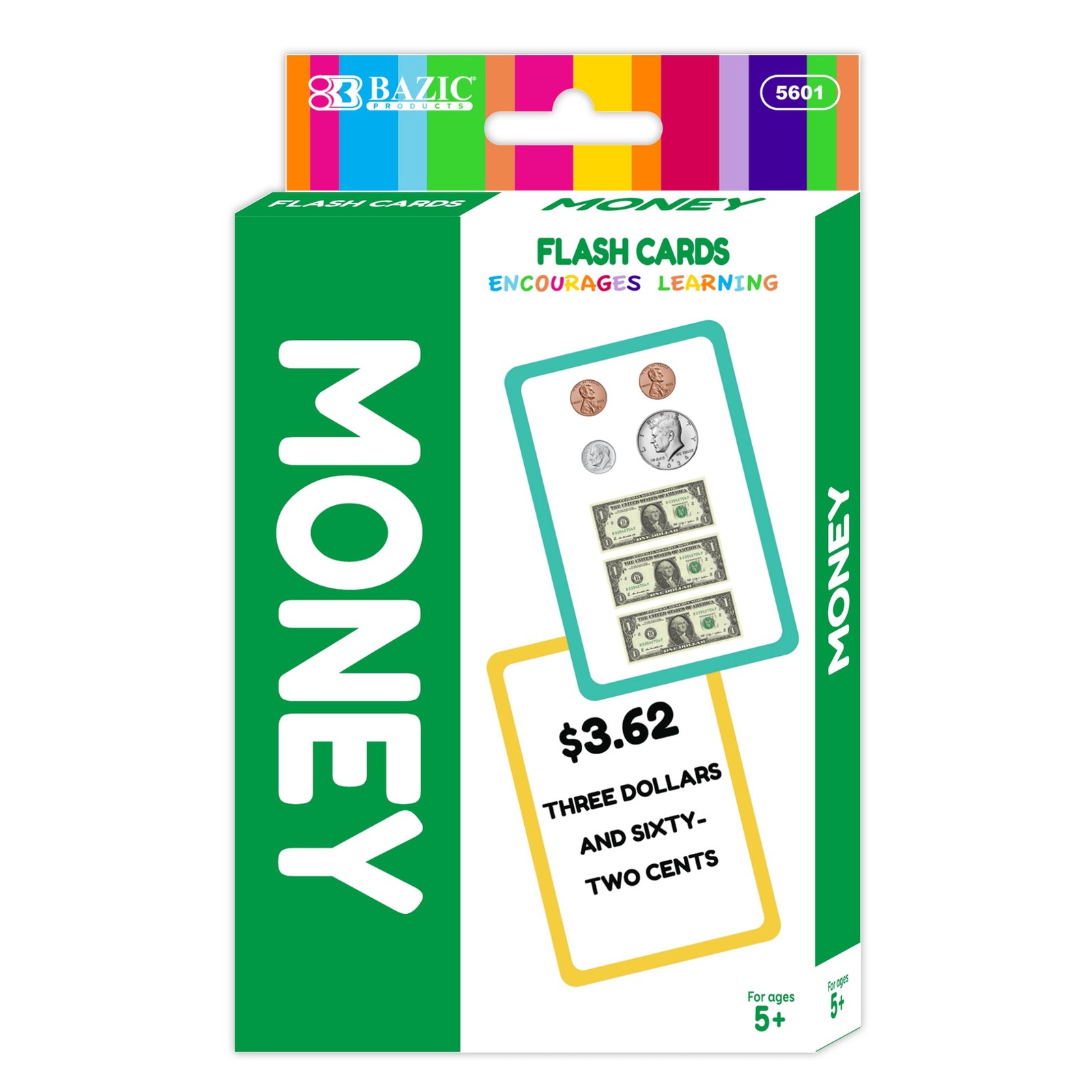 BAZIC Money Flash Cards (36/Pack), pack of 24