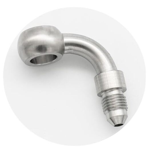 Stainless Steel 90 Degree 12.2mm M12 Banjo Eye Hole 3AN, ID12.2 - 90 Degree