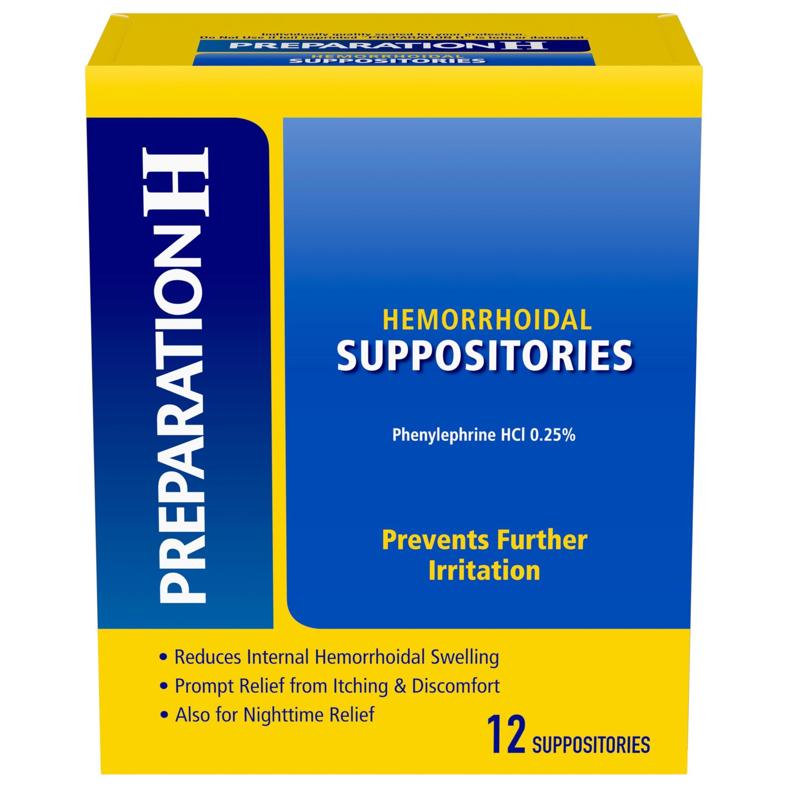 Preparation H Hemorrhoid Suppositories For Itching And 12 Count (Pack of 1)