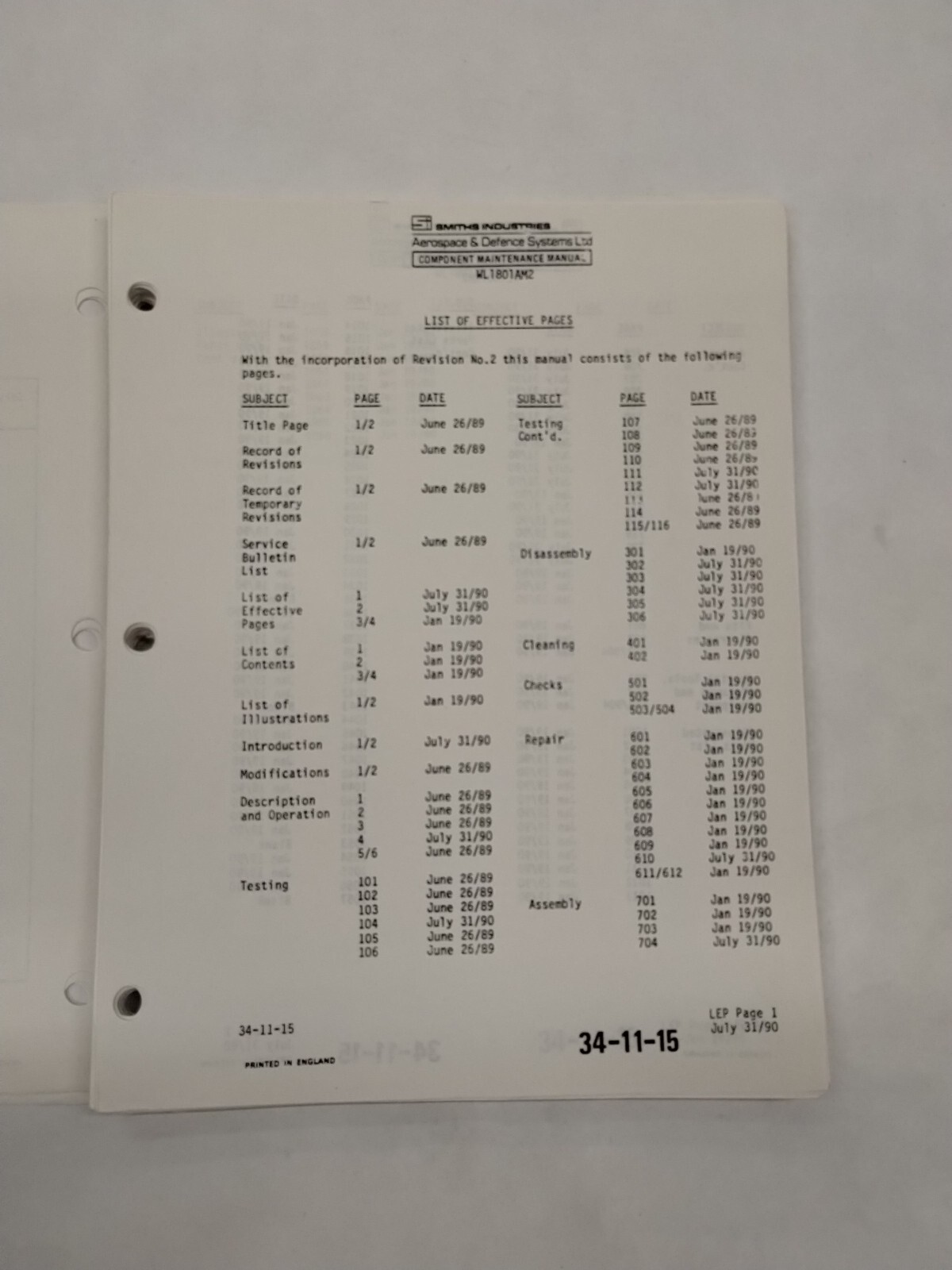 Smiths Industries Counter/Pointer Altimter WL 1801AM2 Maintenance/Parts-Original