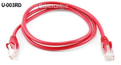 Intellinet 3Ft CAT5E UTP Ethernet RJ45 Patch Cable Red