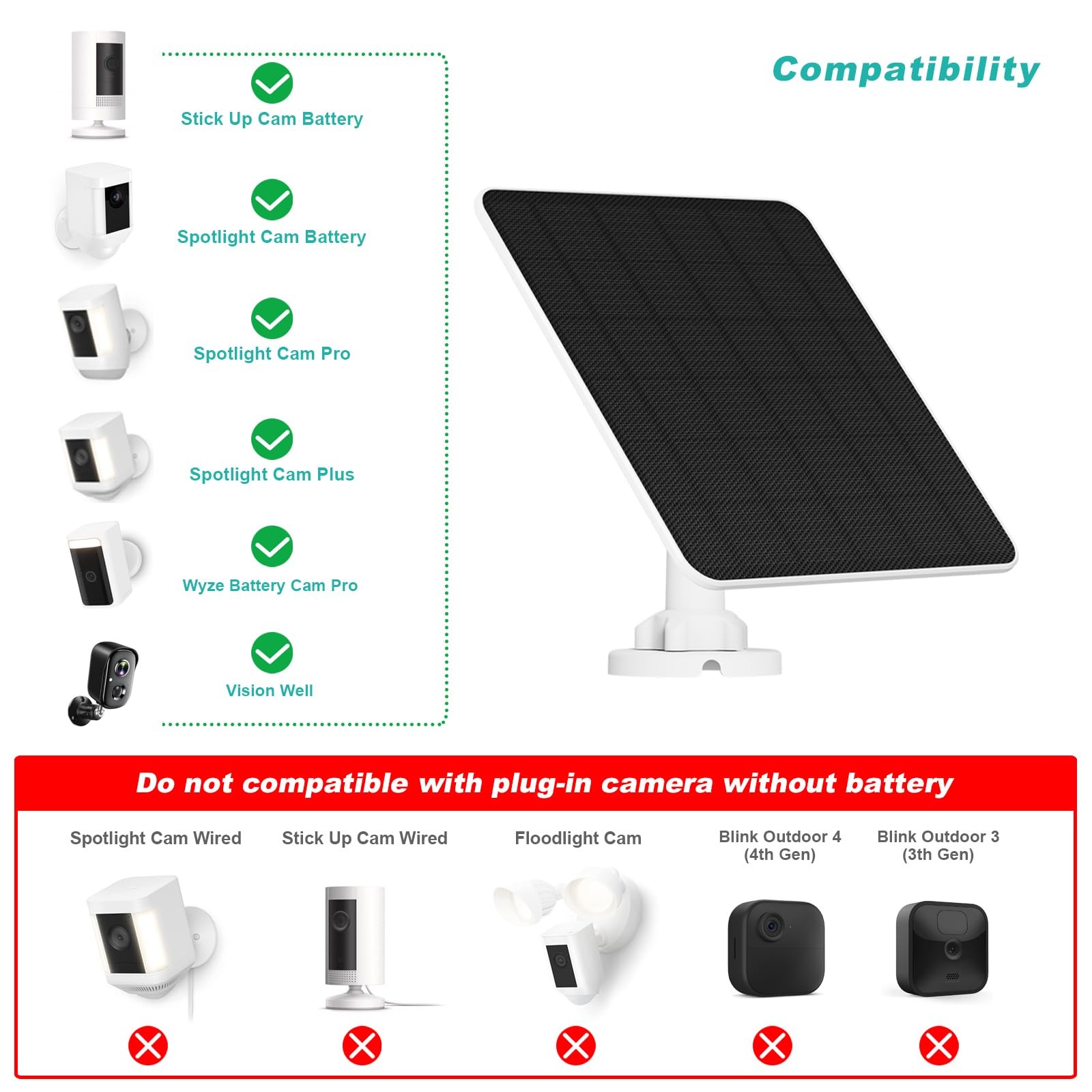 Solar Panel for Ring Camera, 5W Charger Stick Up Cam,...