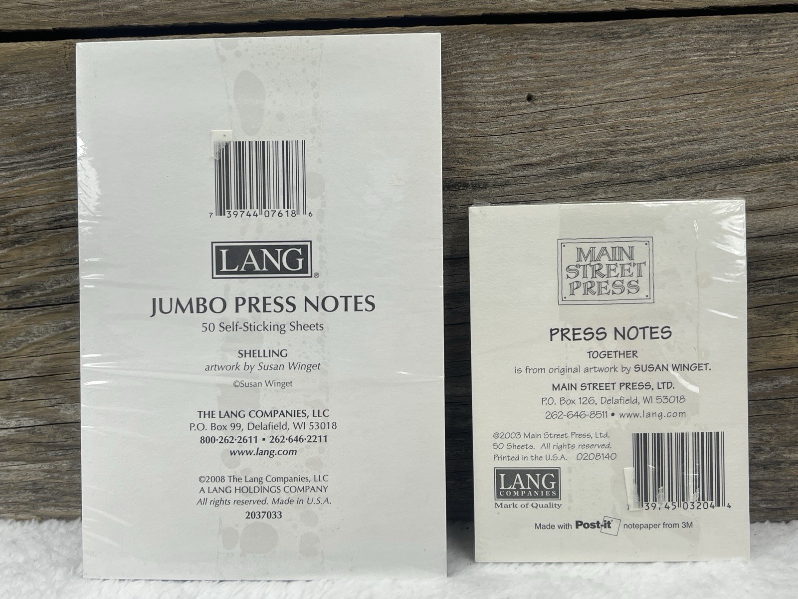 2 Susan Winget Press Note Sheets Lang Shelling & Together Sheep Rabbits Sealed
