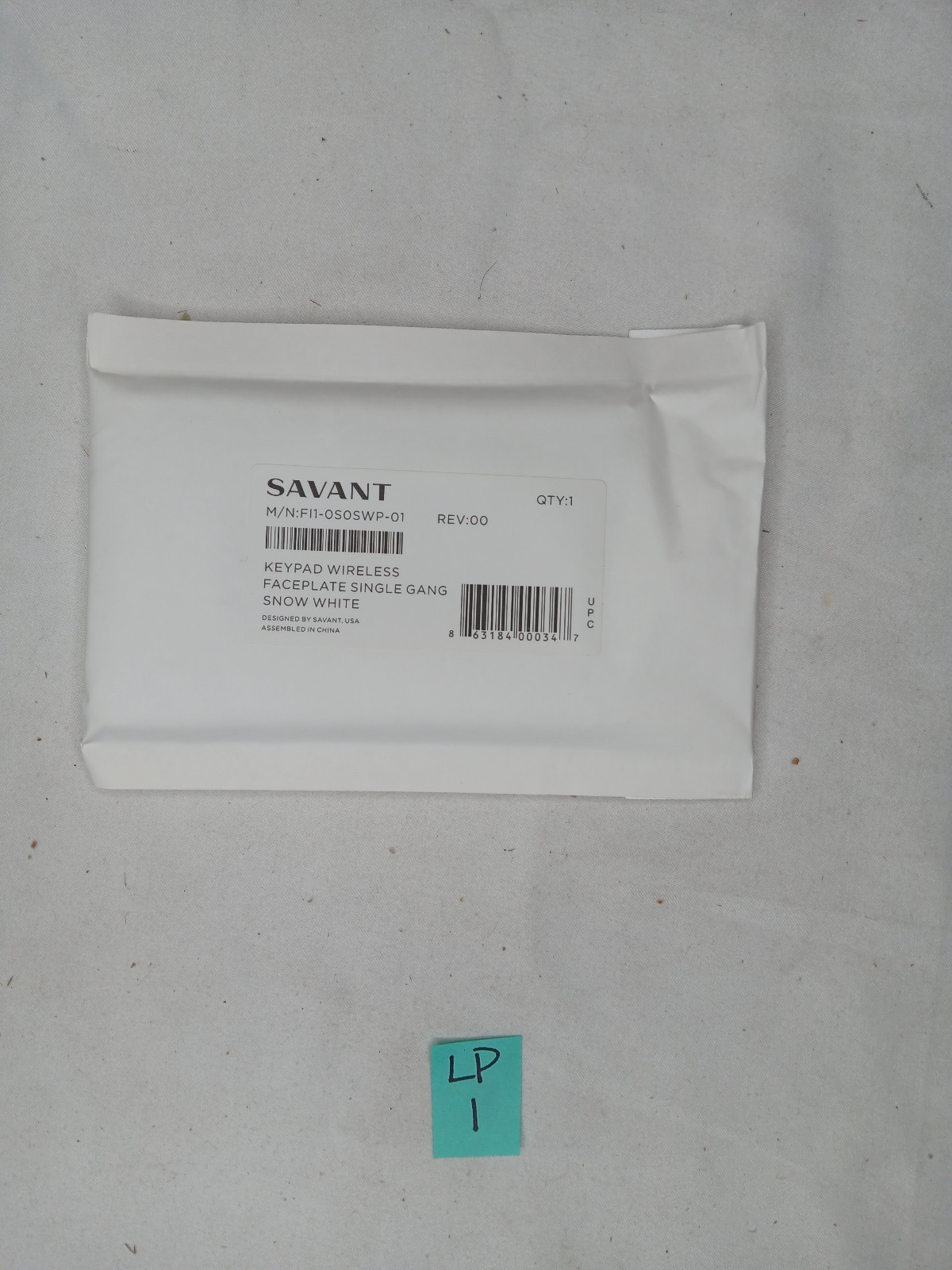 Savant FI1-0S0SWP-01 Keypad Wireless Single Gang Faceplate -Snow White - [QTY-3]