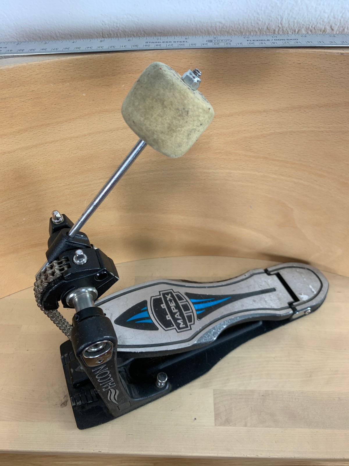 MAPEX Falcon Bass Kick Drum Pedal Single w/ Danmar Beater Hammer Complete Works
