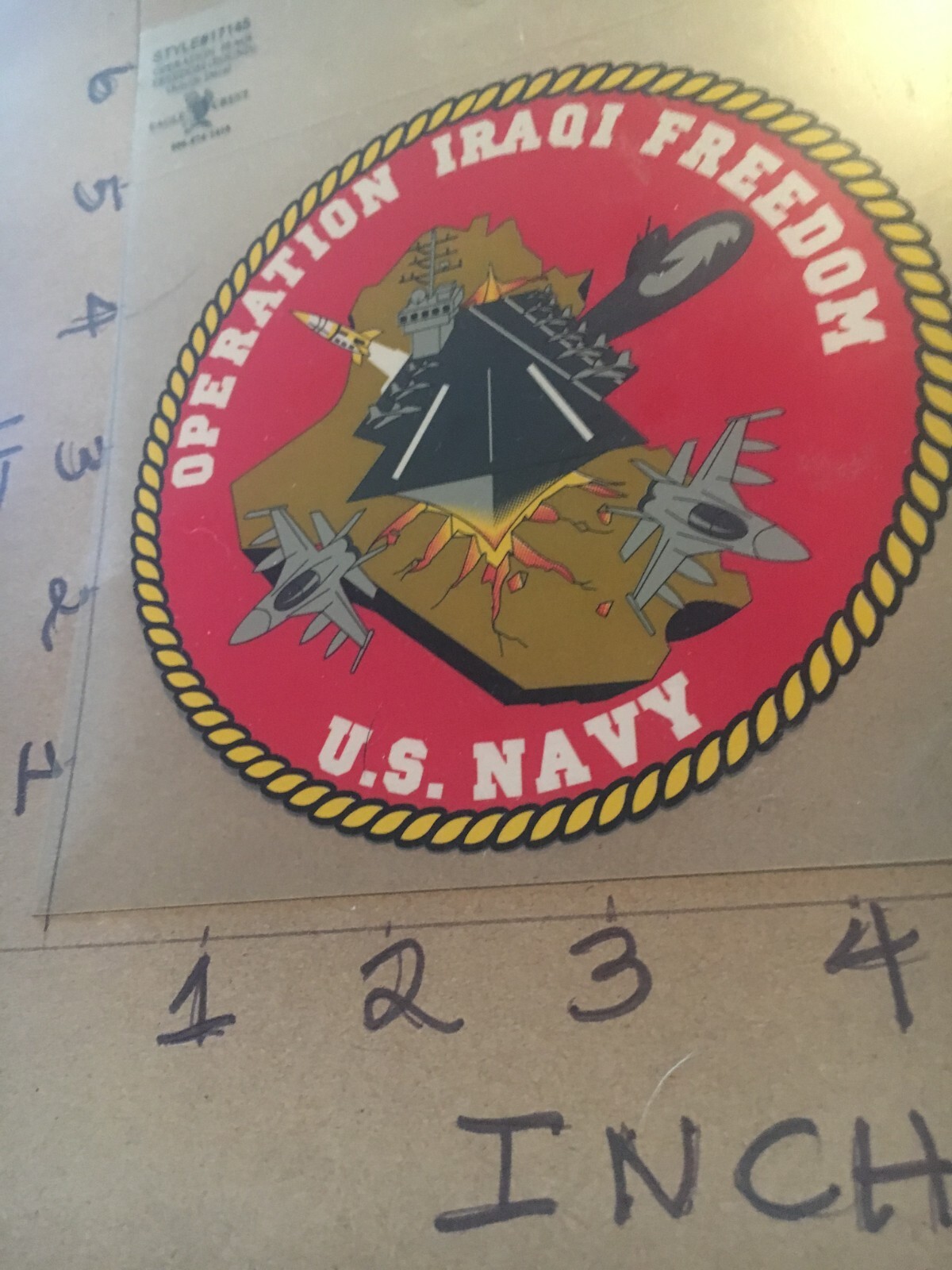 USN US Navy " OPERATION IRAQI FEEDOM " round Window Decal (Applied outside)