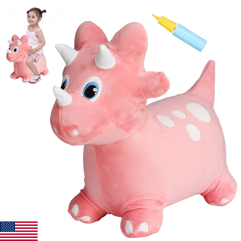 Inpany Bouncy Horse Dinosaur Hopper Toys Toddler Plush Bouncing Animal Dinosaur