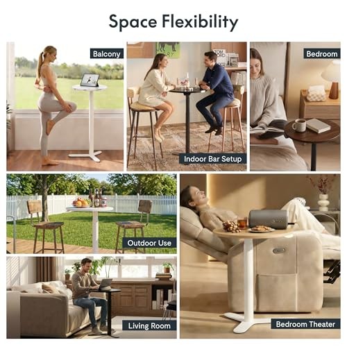 FLEXISPOT Gas Spring Adjustable Bar Table with One-Touch Lift, 20‘’ Walnut