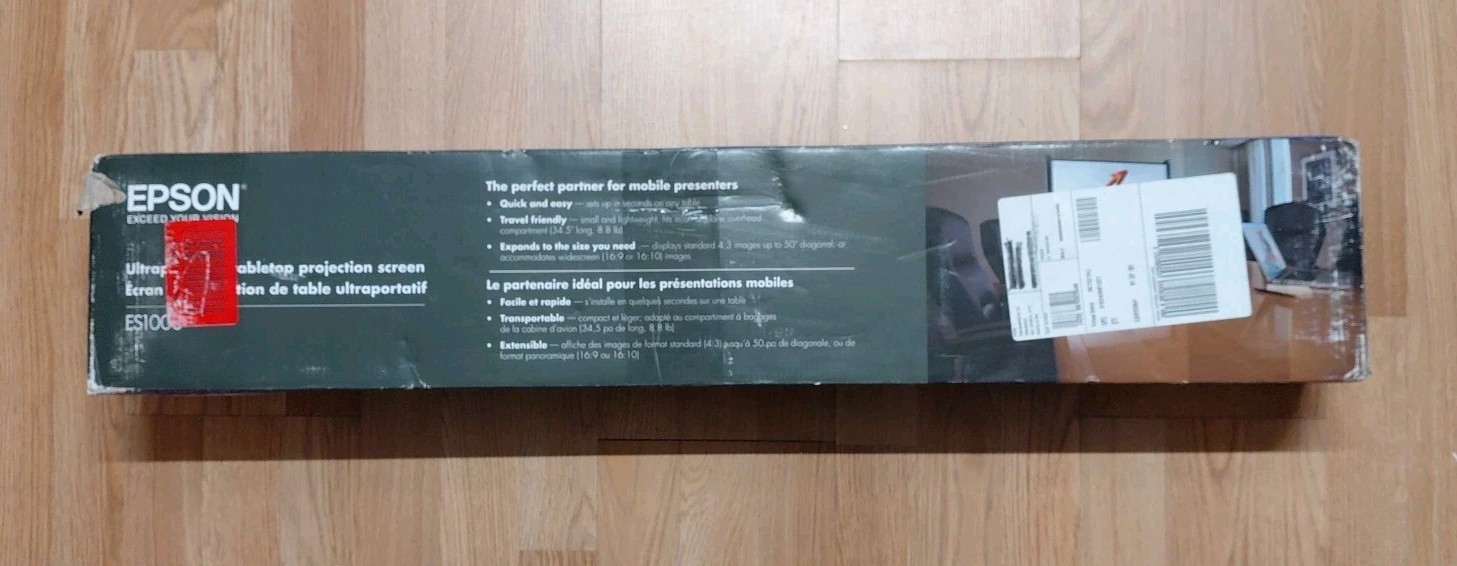 Epson ES1000 16:9 Ultraportable Lightweight Tabletop Projector Screen 50” New