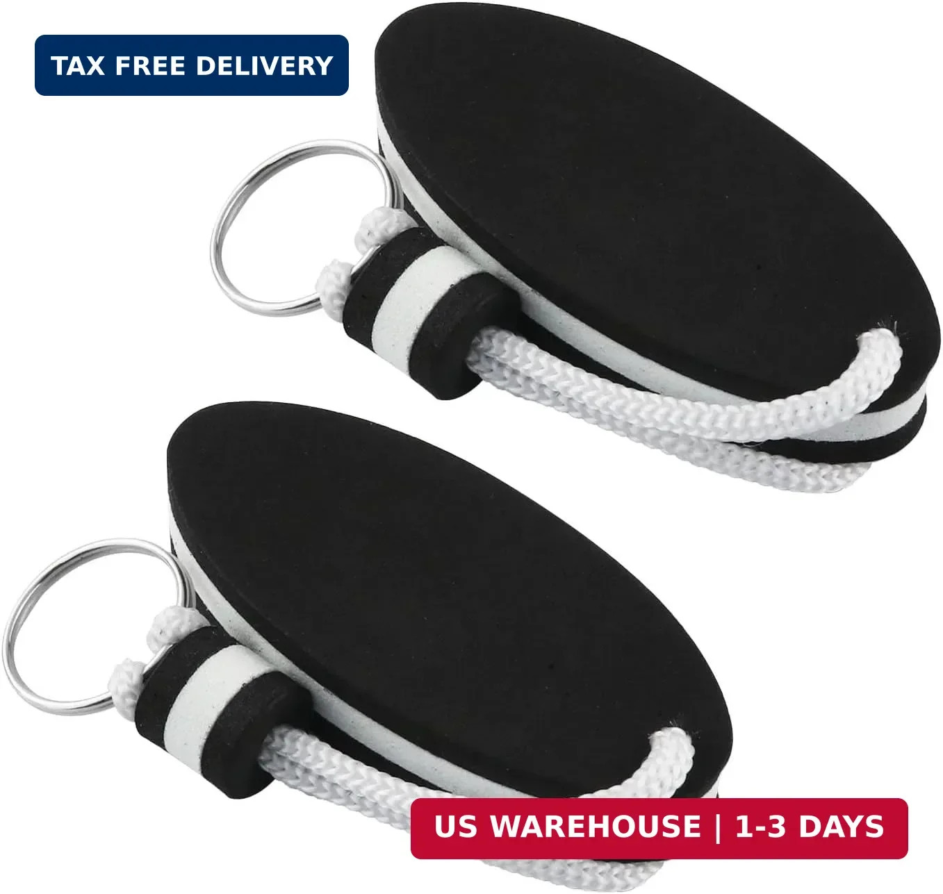 2pcs Floating Key Ring Glow in Dark Black Water Buoyant Key Chain, Boat Key Chai