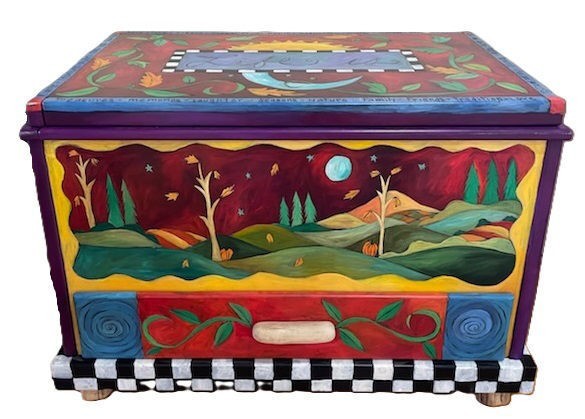 Sticks Handmade - Hand Carved & Painted Wooden Chest with Drawer - CHT002
