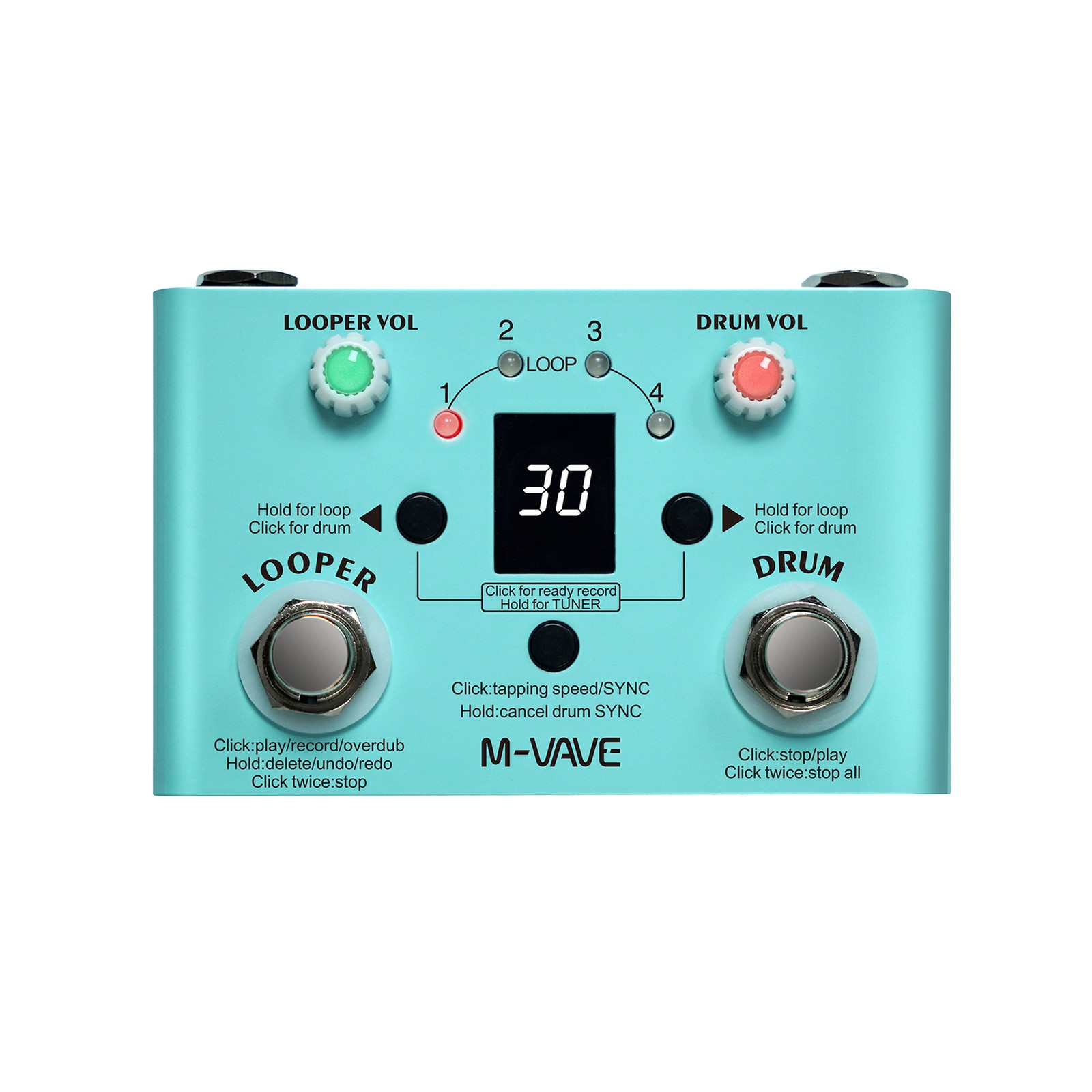 M-VAVE LOST TEMPO Effect Pedal Drum & Looper Effector Mini 2-in-1 Looper & D DSO