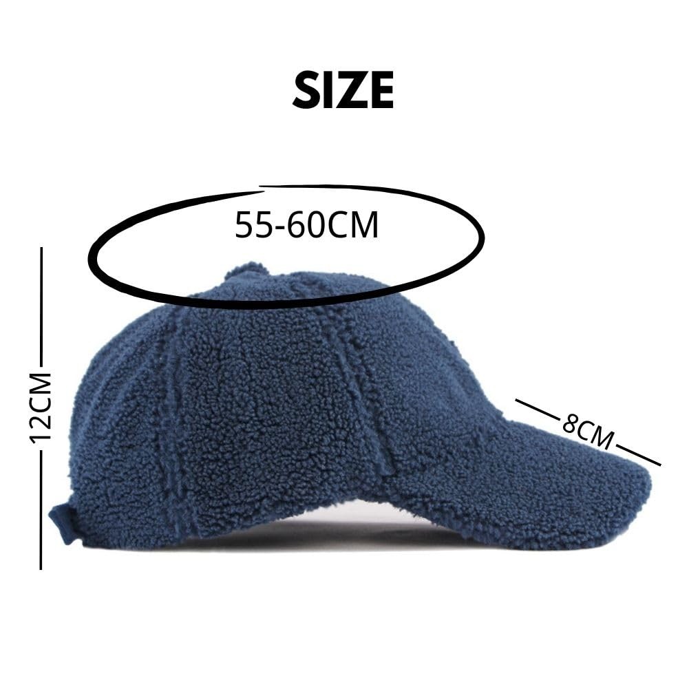 FASHIXD Lamb Wool Baseball Cap for Men Women, Winter One Size, Dark Blue