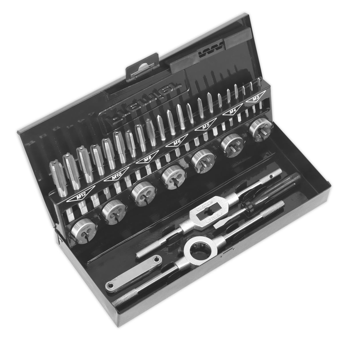 Sealey AK3015HSS Tap & Die Set 32pc Split Dies HSS 4341 - Metric