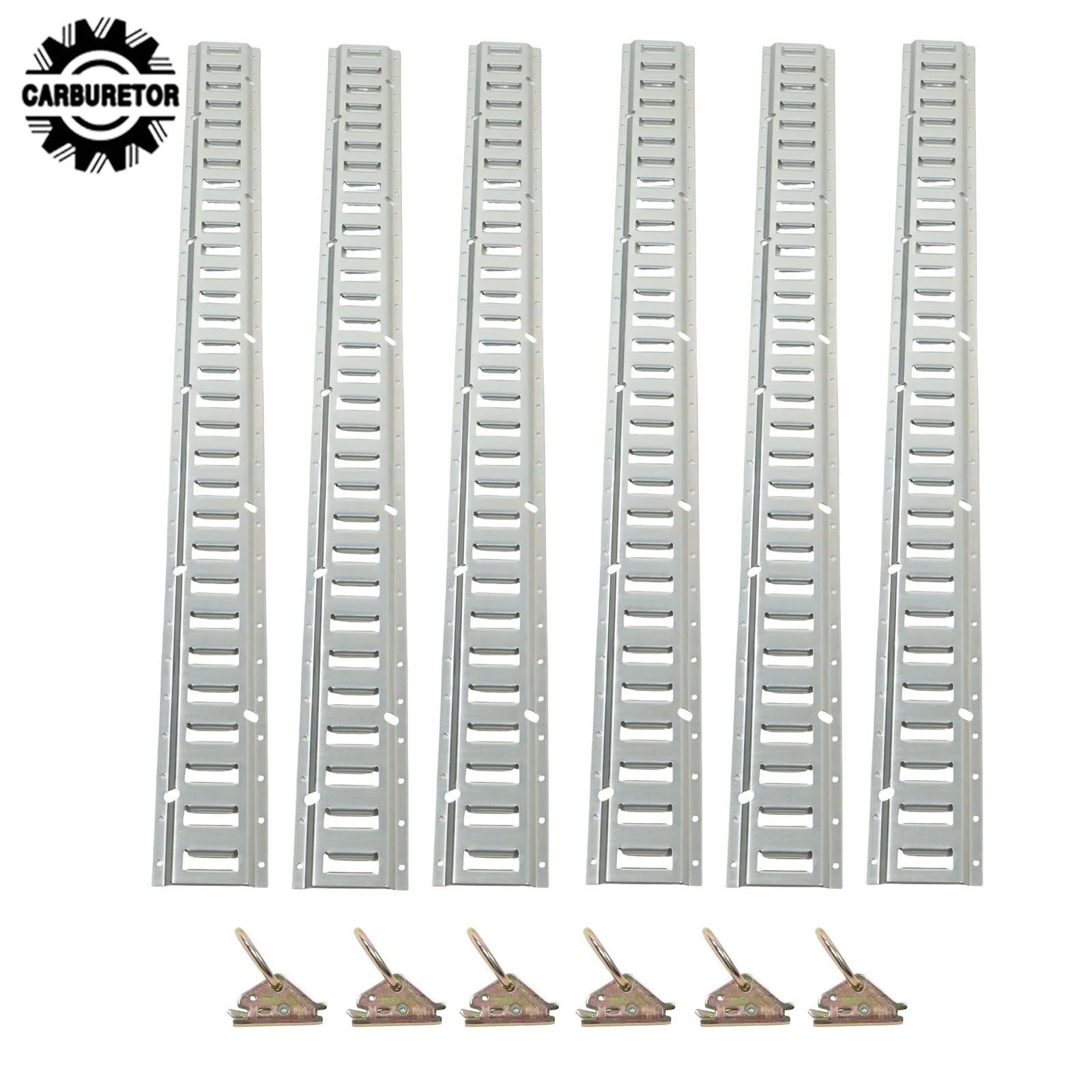 Silver 12 Pack 60" E Track Rail Sections With Mounting Hardware Fit For Garages