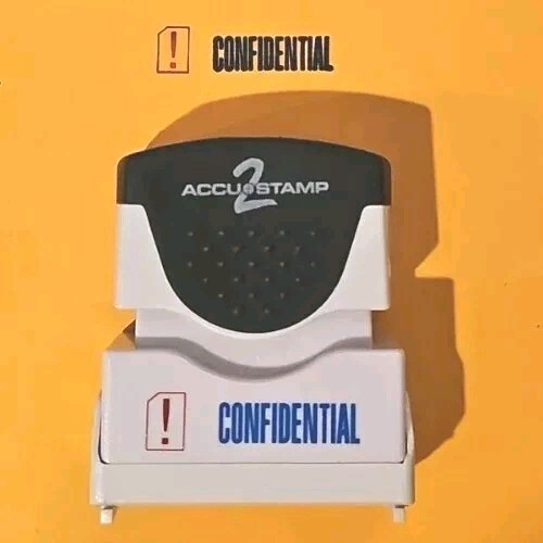 Cosco 038910 Accu-Stamp 2 Shutter - Confidential - Blue w/ Red Exclamation Point