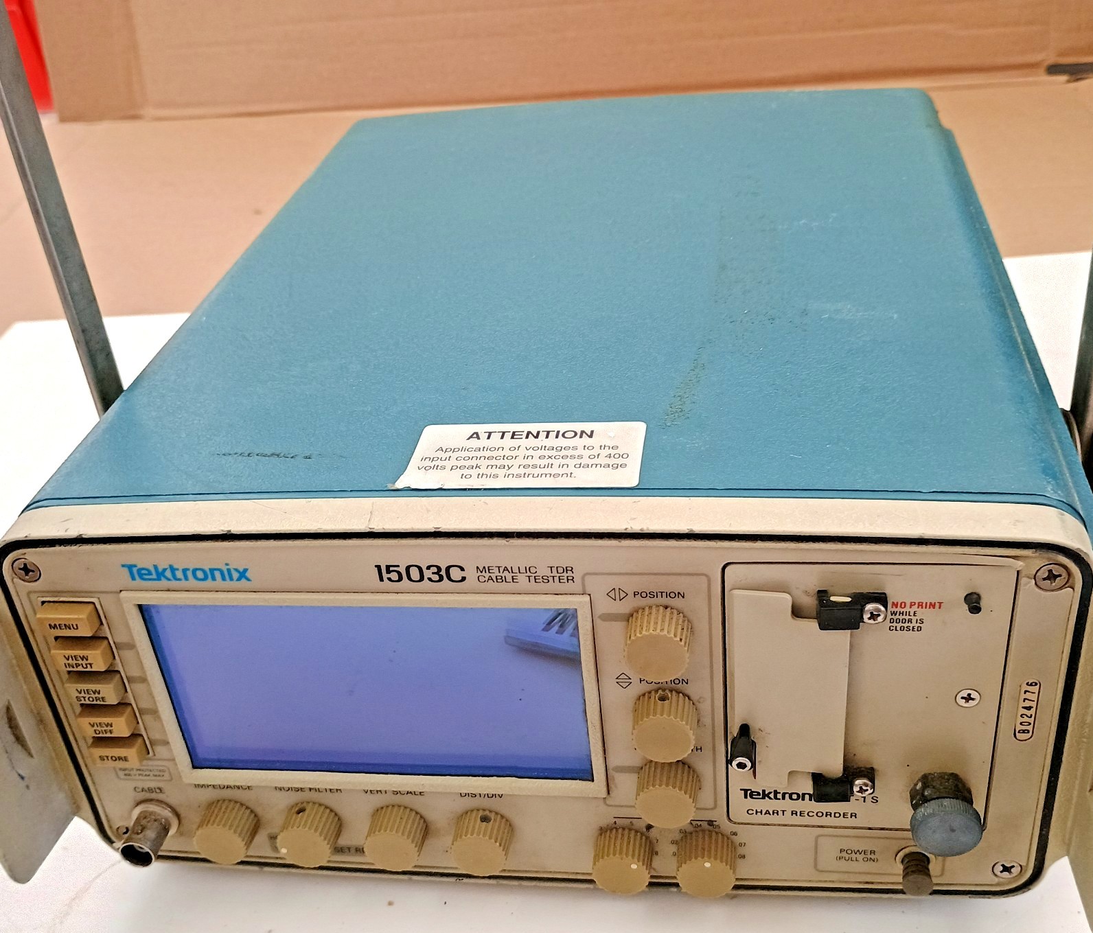 Tektronix Model 1503C Metallic Time Delay Reflectometer W/Cable& Chart Recorder