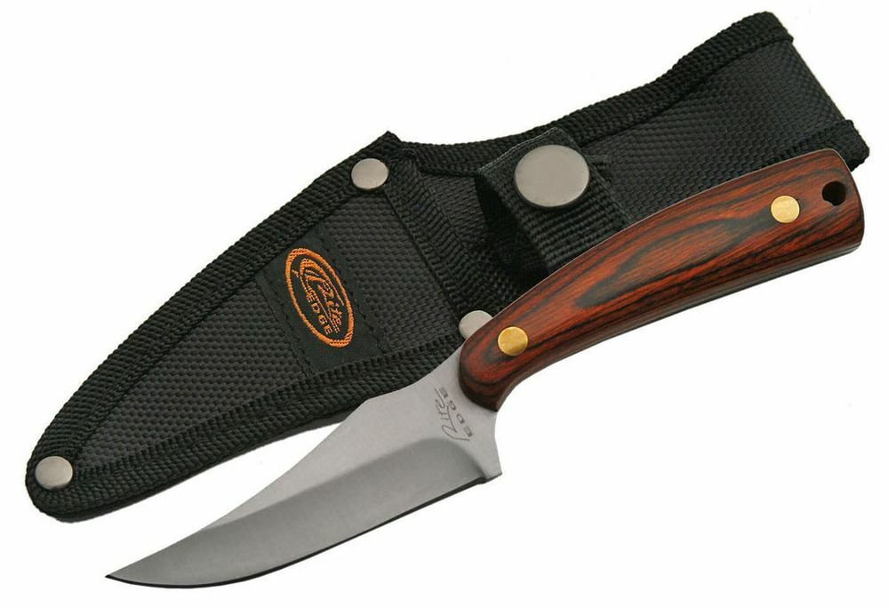 FIXED-BLADE HUNTING KNIFE | 3" Blade Stainless Full Tang Skinner Wood + Sheath