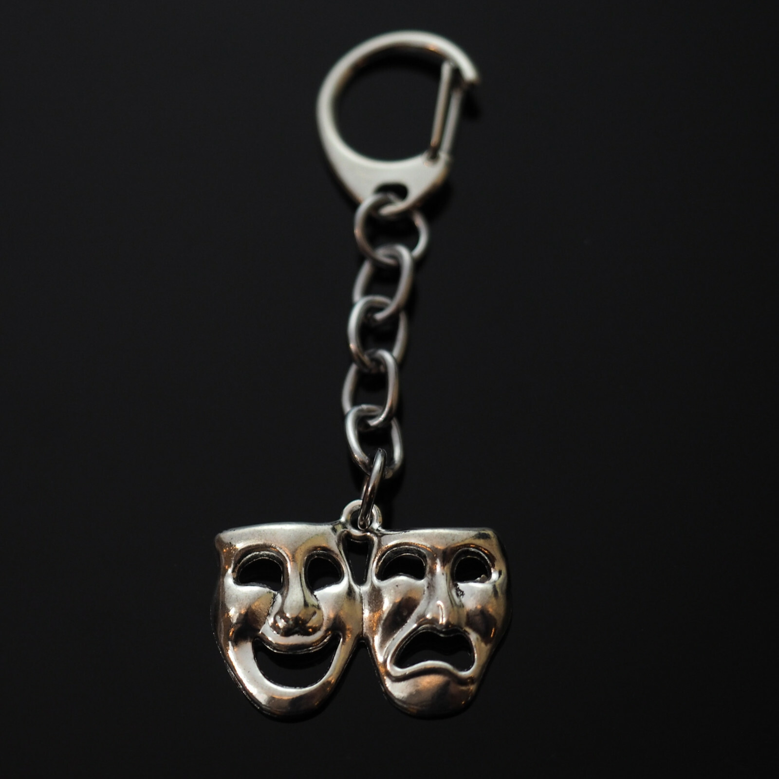 Happy & Sad "Comedy & Tragedy" Theater MASK Keychain Mardi Gras Clip On Charm
