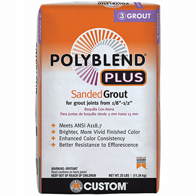 Custom Building Products PBPG11525 Polyblend Plus Sanded Grout, Platinum, 25 Lb.