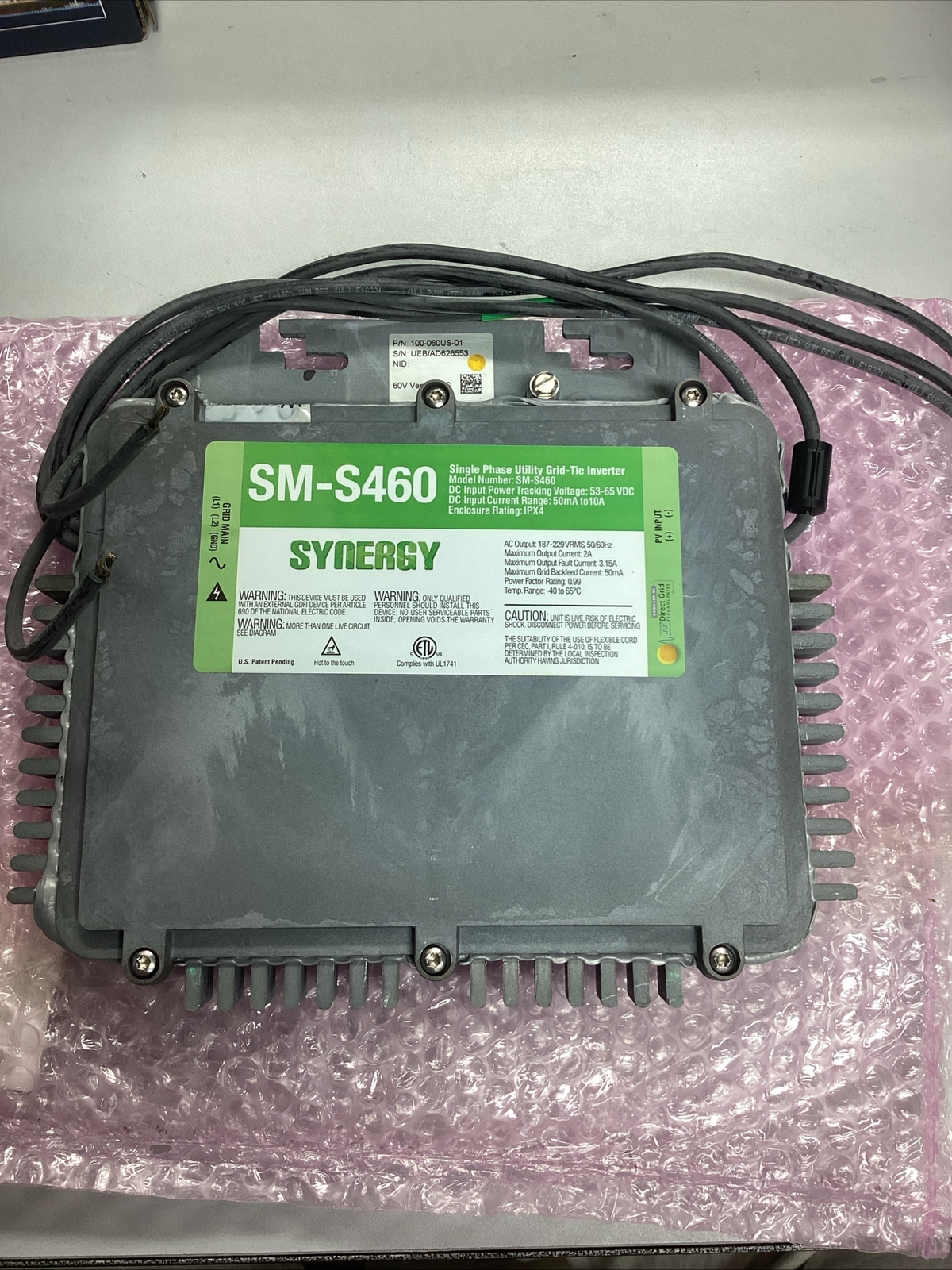 SM-S460 Synergy Grid Single Phase Utility Grid Tie Inverter 53-65 VDC, 50mA-10A