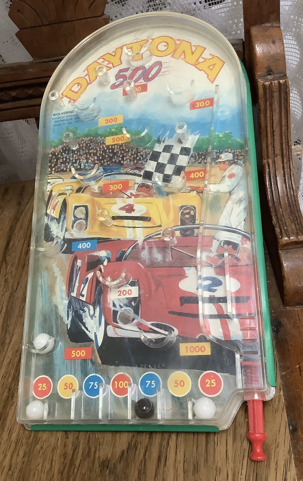 VINTAGE 1960'S WOLVERINE TOY CO. DAYTONA 500 PINBALL