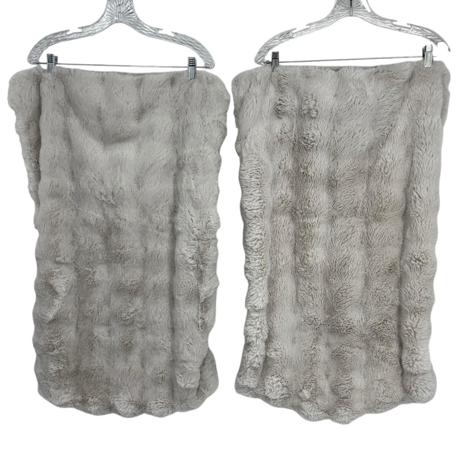 Lot of 2 Frye Faux Fur Light Beige Pillow Shams… Never Used 30” x 20”.