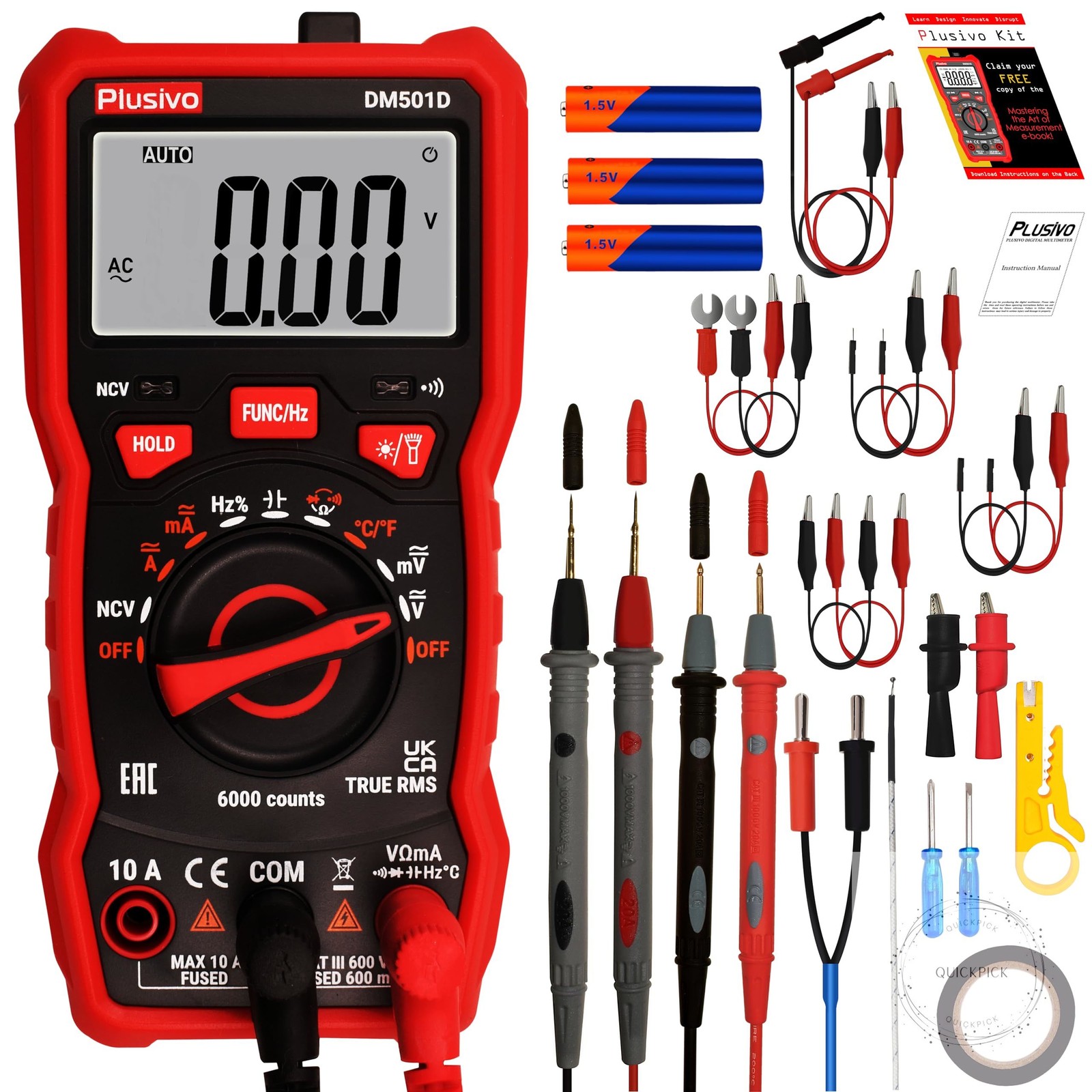 Multimeter 6000 Counts Digital Multimeter Auto Ranging TRMS AC DC Voltmeter Ohm