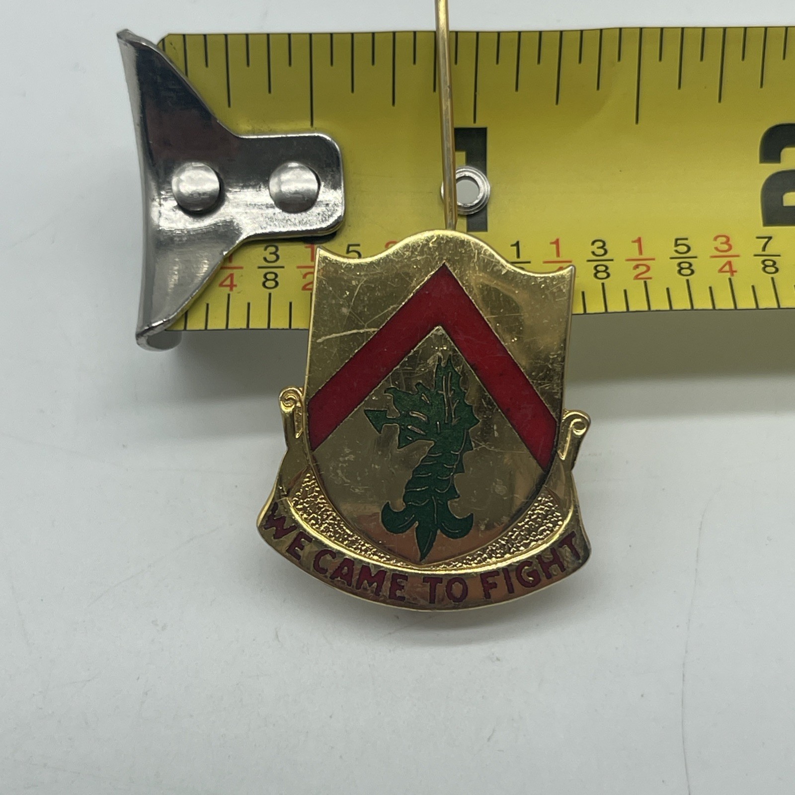 U.S. Military 198th Armored Crest DI DUI Pin Back PB WE CAME TO FIGHT Insignia