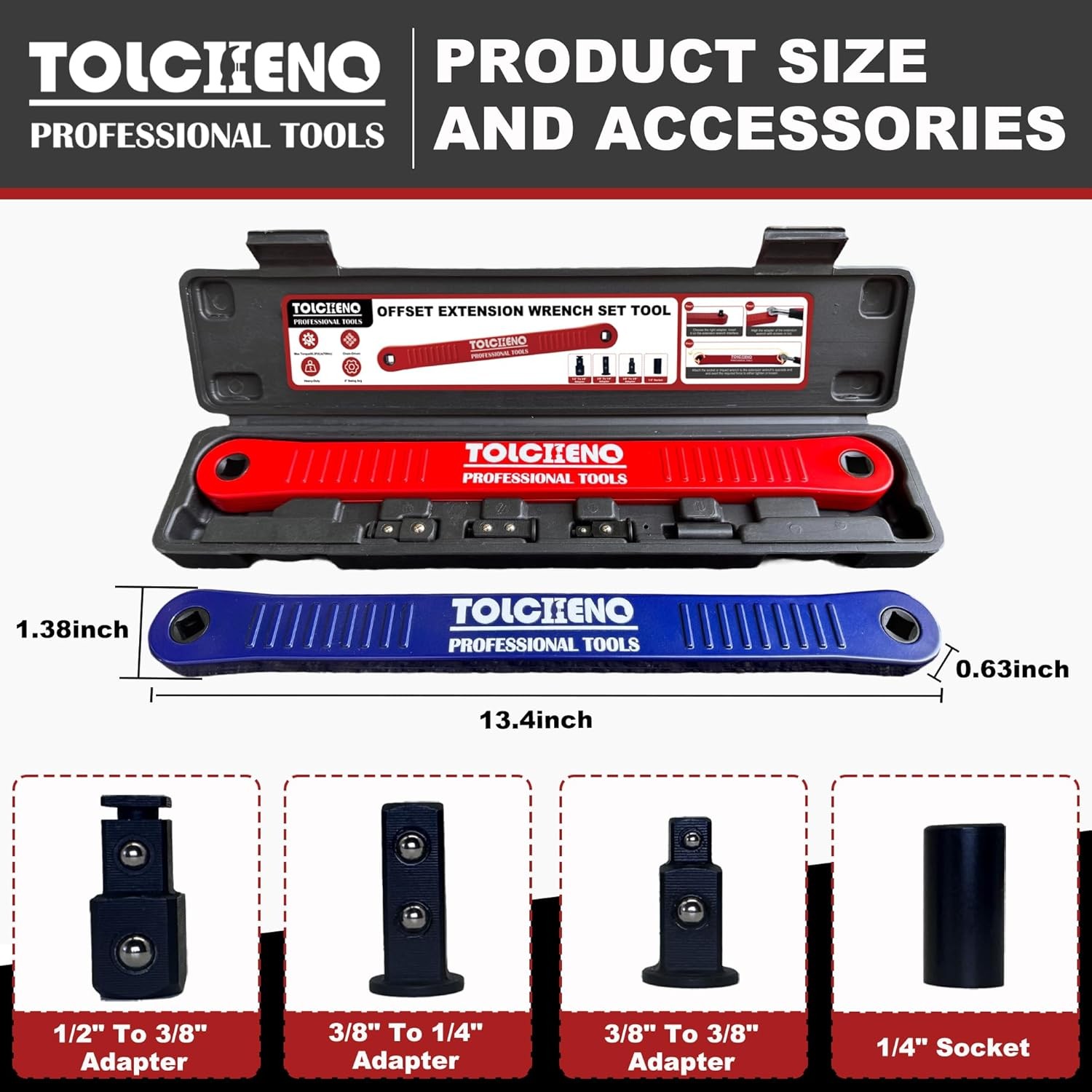 Offset Extension Wrench Set Pro Zero Offset Extension Wrench Extender Tool wi...
