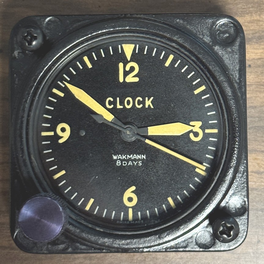 WAKMANN LEMANIA Cal 7510 A-11 Aircraft Clock Fluorescent Yellow Numbers Hands