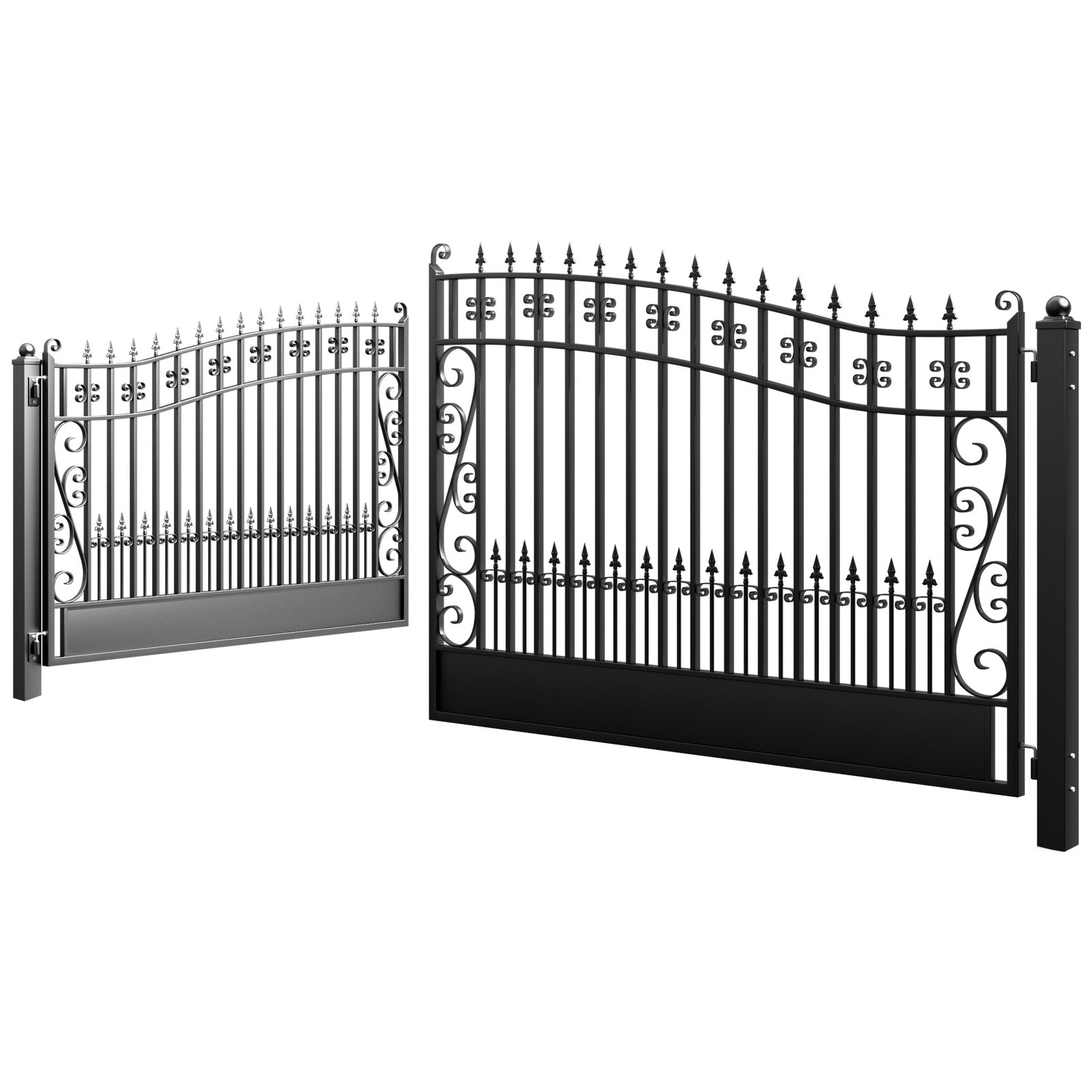 ZUMI 18x6 ft. Dual Swing Driveway Gates Outdoor Steel Swing Gates for Driveway