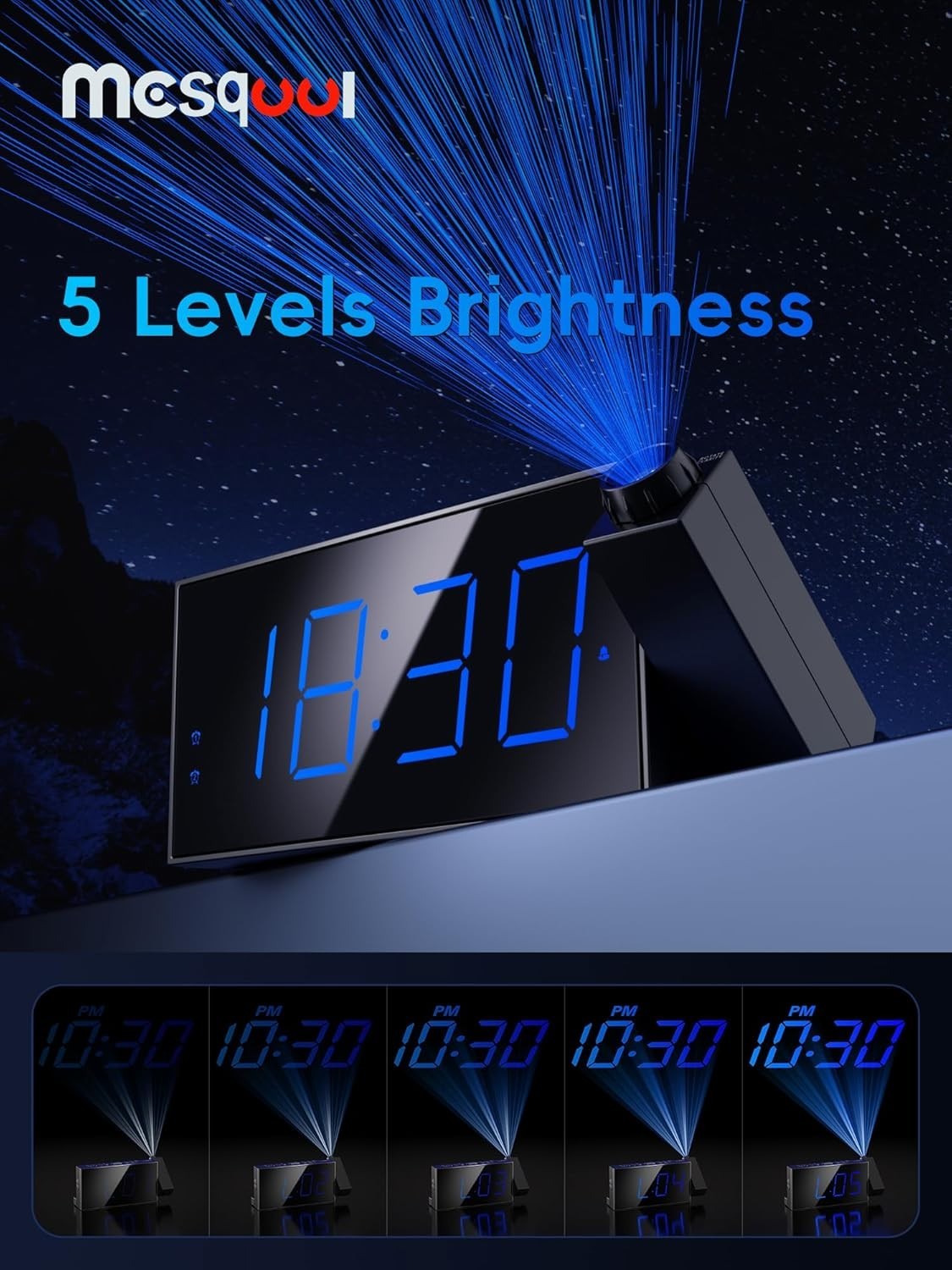 Stylish Digital Projection Clock with Battery Backup & Adjustable Brightness