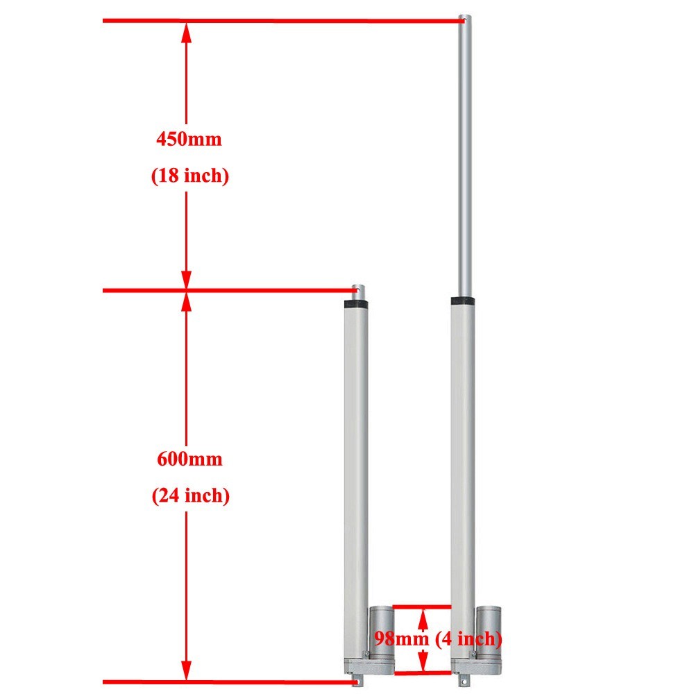 2PCS Heavy Duty 18" DC Linear Actuators 1500N W/ Wireless Controller W/ Brackets