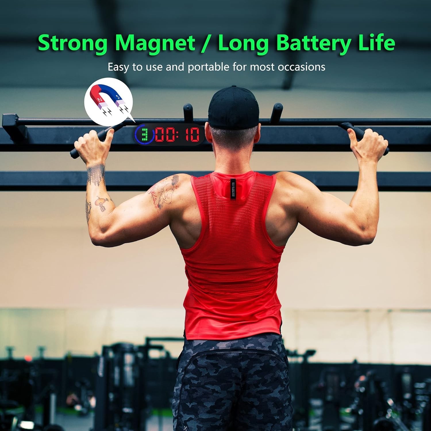 Portable Gym Timer for Home Gym Interval Timer for Workout with Time Progress Ba