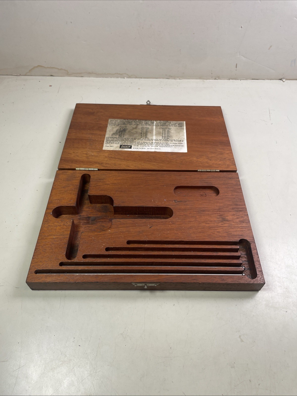 Lufkin Depth Gauge Micrometer Wooden Case ONLY