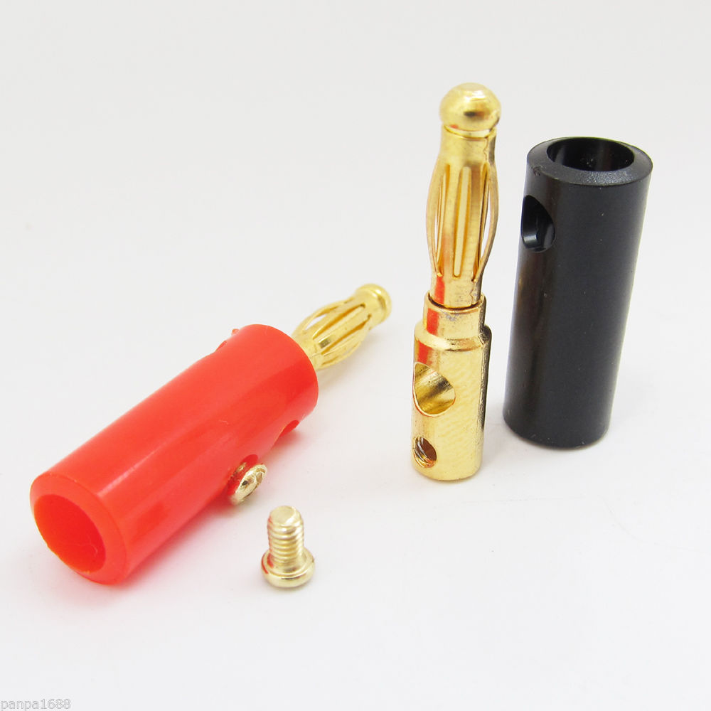 100 Pcs 4mm Gold Plated Audio Speaker Wire Cable Screw Banana Plug Connector