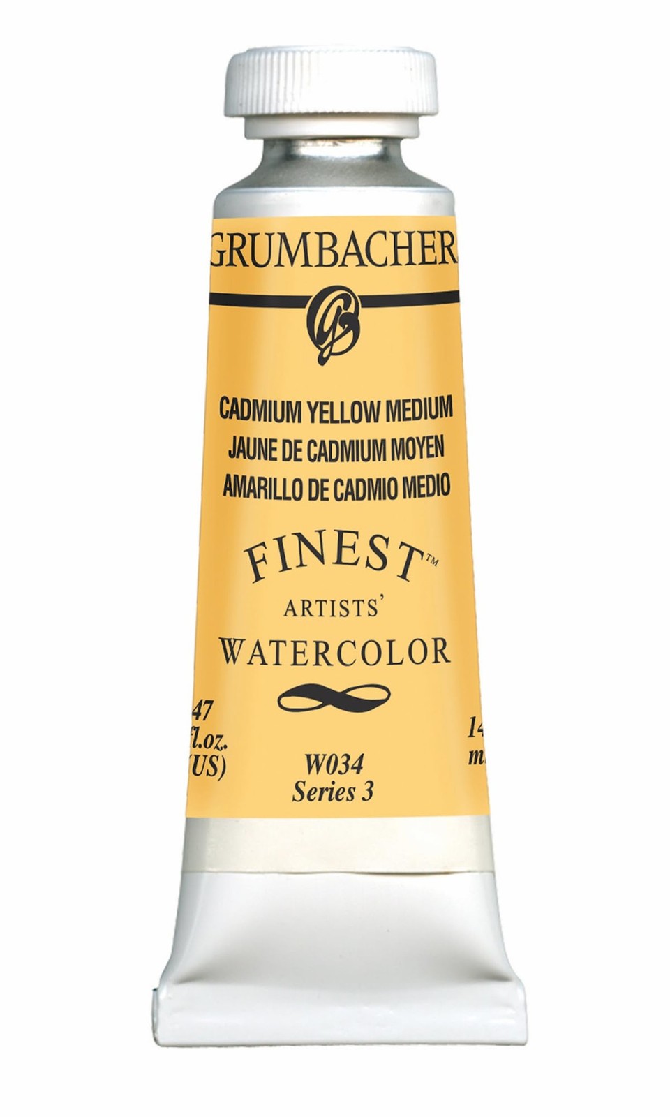 Grumbacher Finest Watercolor Paint, 14 ml/0.47 oz, Cadmium Yellow Medium