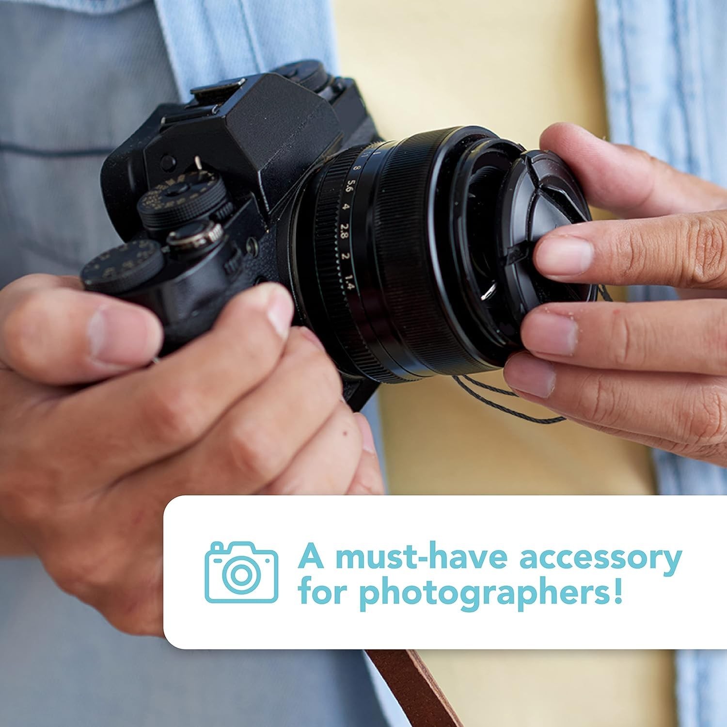 Camera Lens Cap Leash Holder for DSLR SLR – Elastic String Tether, 3 Pack