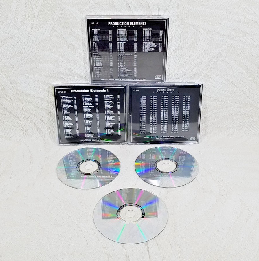 KILLER TRACKS PRODUCTION ELEMENTS SOUND EFFECTS LIBRARY - 3 CD LOT