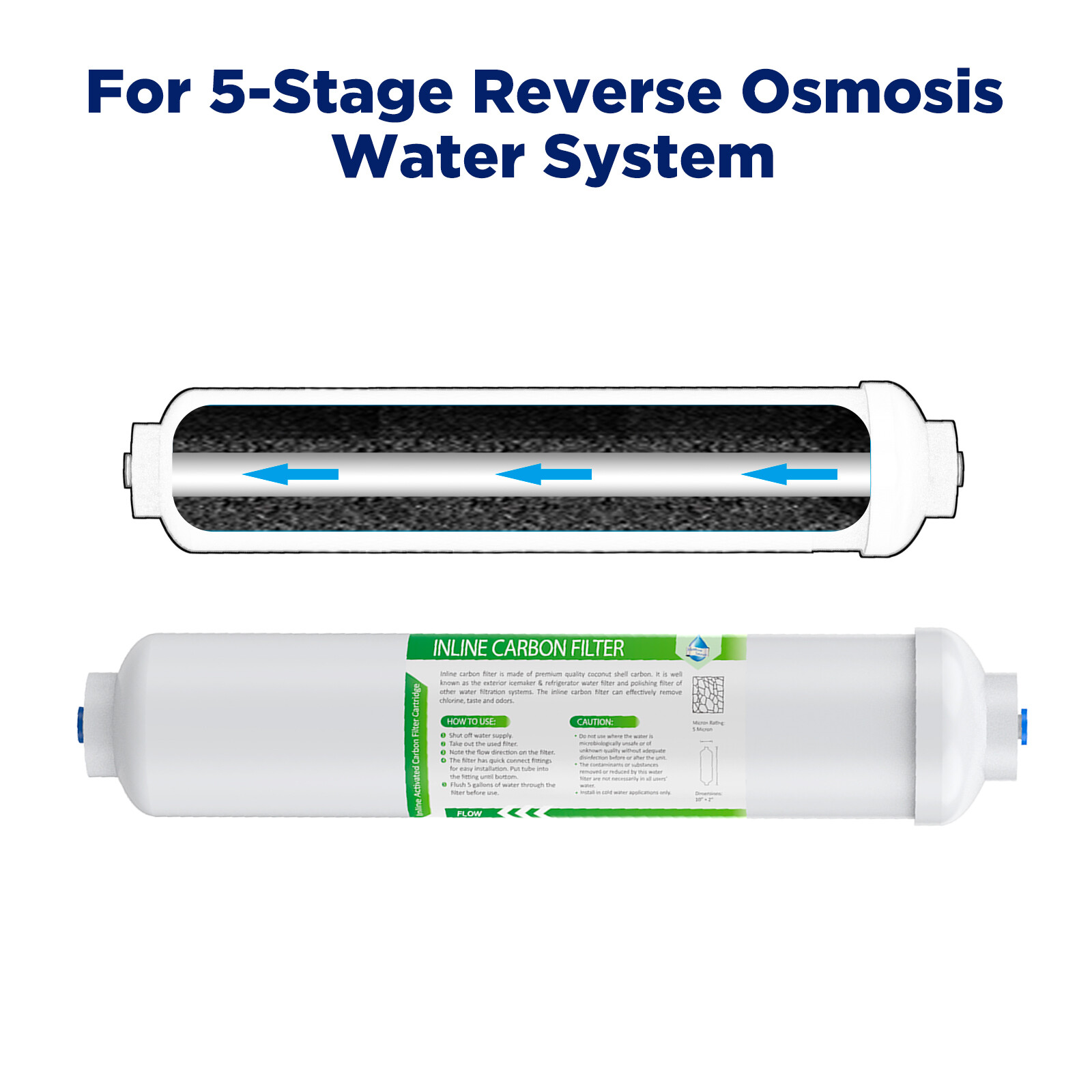 1-9 Pack 10"x2" Inline Post Carbon Water Filter T33 1/4" Quick Inlets Standard