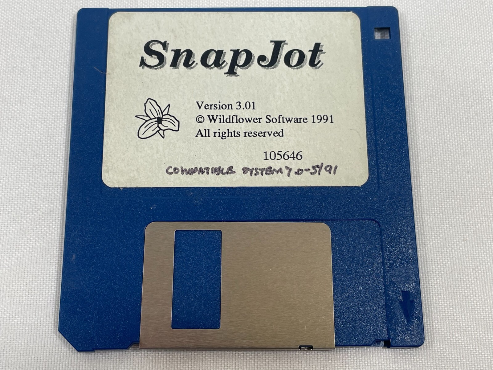 Vintage 1991 SnapJot Software 3.5" Floppy Disk Wildflower Version 3.01 PC/MAC