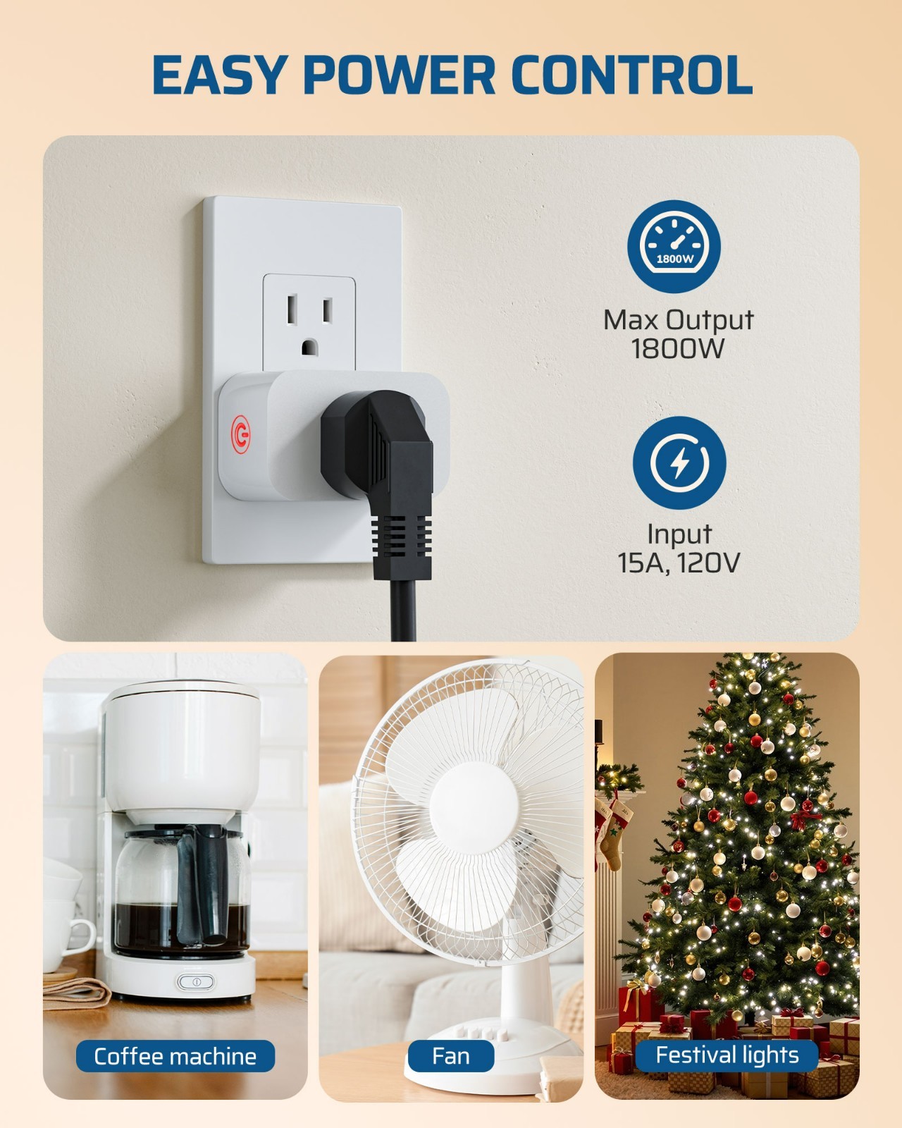 Matter Smart Plug, Work with Alexa, Apple Home, Google, SmartThings, 4 Pack